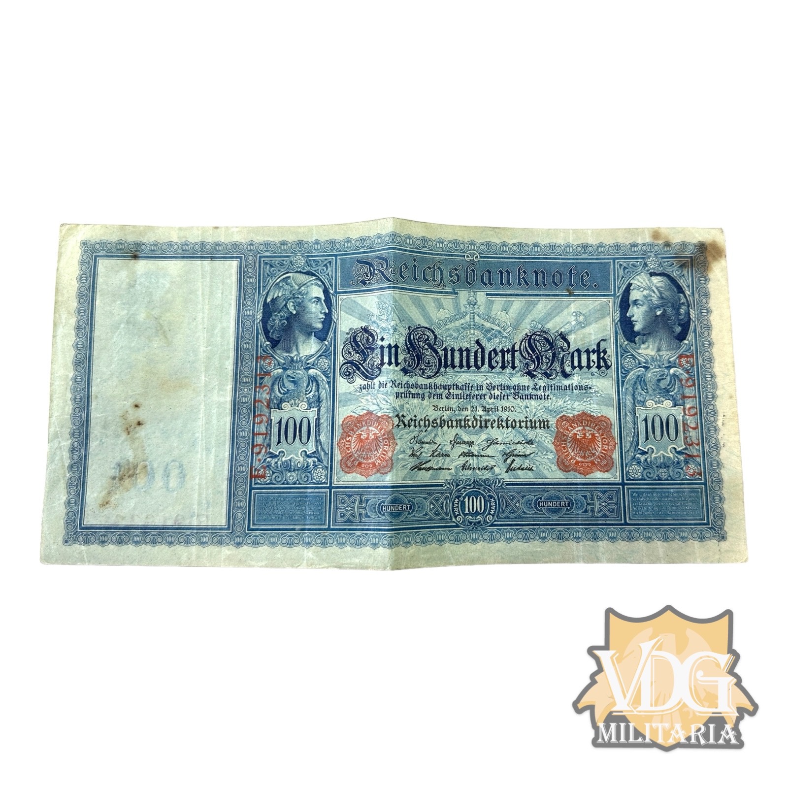 German 1910 100 Hundert Mark Reichsbanknote  Paper Currency Note