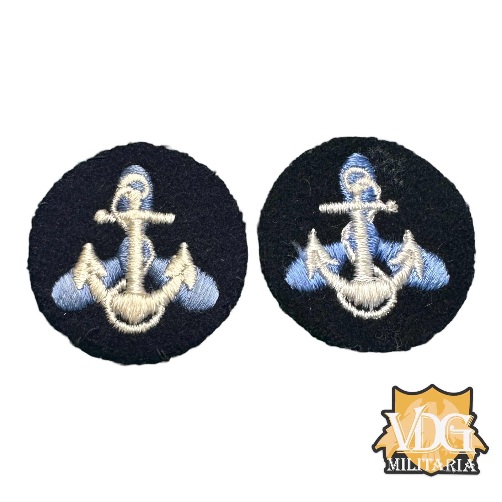 WW2 Era US Navy WAVES Anchor Collar Patch Insignia Set