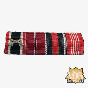 WW2 German 4-Place Ribbon Bar – War Merit Cross w/ Swords, Eastern Front Medal, Anschluss, 1936 Olympic Decoration