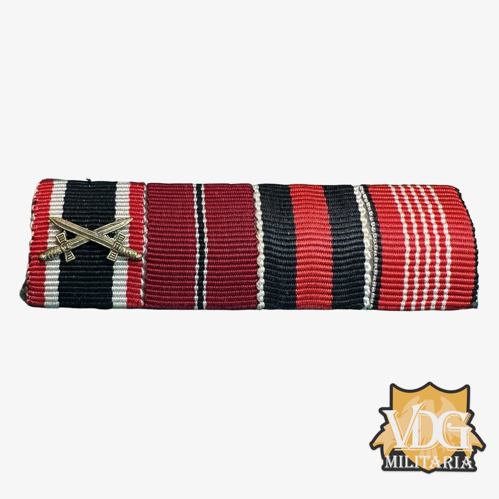 WW2 German 4-Place Ribbon Bar – War Merit Cross w/ Swords, Eastern Front Medal, Anschluss, 1936 Olympic Decoration