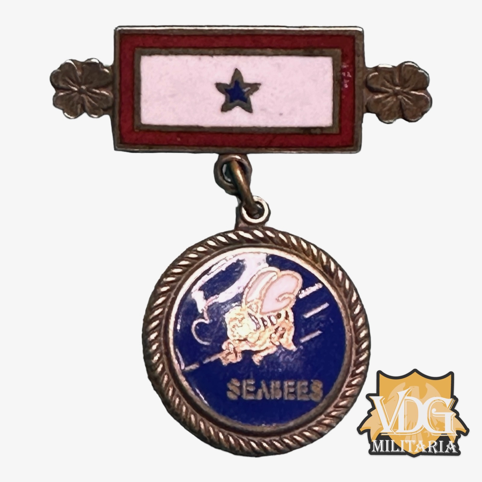 WW2 US Navy SEABEES Blue Star Son in Service Sweetheart Jewelry Pin