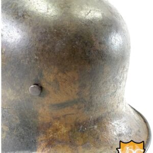 WW1 German M16 Battle Damaged Camouflaged Painted Helmet Shell-Named - Image 7