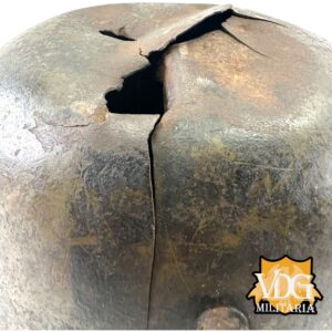WW1 German M16 Battle Damaged Camouflaged Painted Helmet Shell-Named - Image 10
