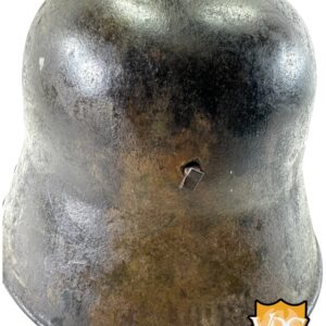 WW1 German M16 Battle Damaged Camouflaged Painted Helmet Shell-Named - Image 16