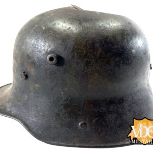 WW1 German M16 Battle Damaged Camouflaged Painted Helmet Shell-Named - Image 17