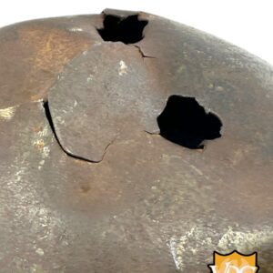 WW1 German M16 Battle Damaged Camouflaged Painted Helmet Shell-Named - Image 19