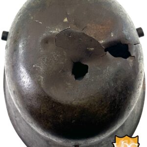 WW1 German M16 Battle Damaged Camouflaged Painted Helmet Shell-Named - Image 21