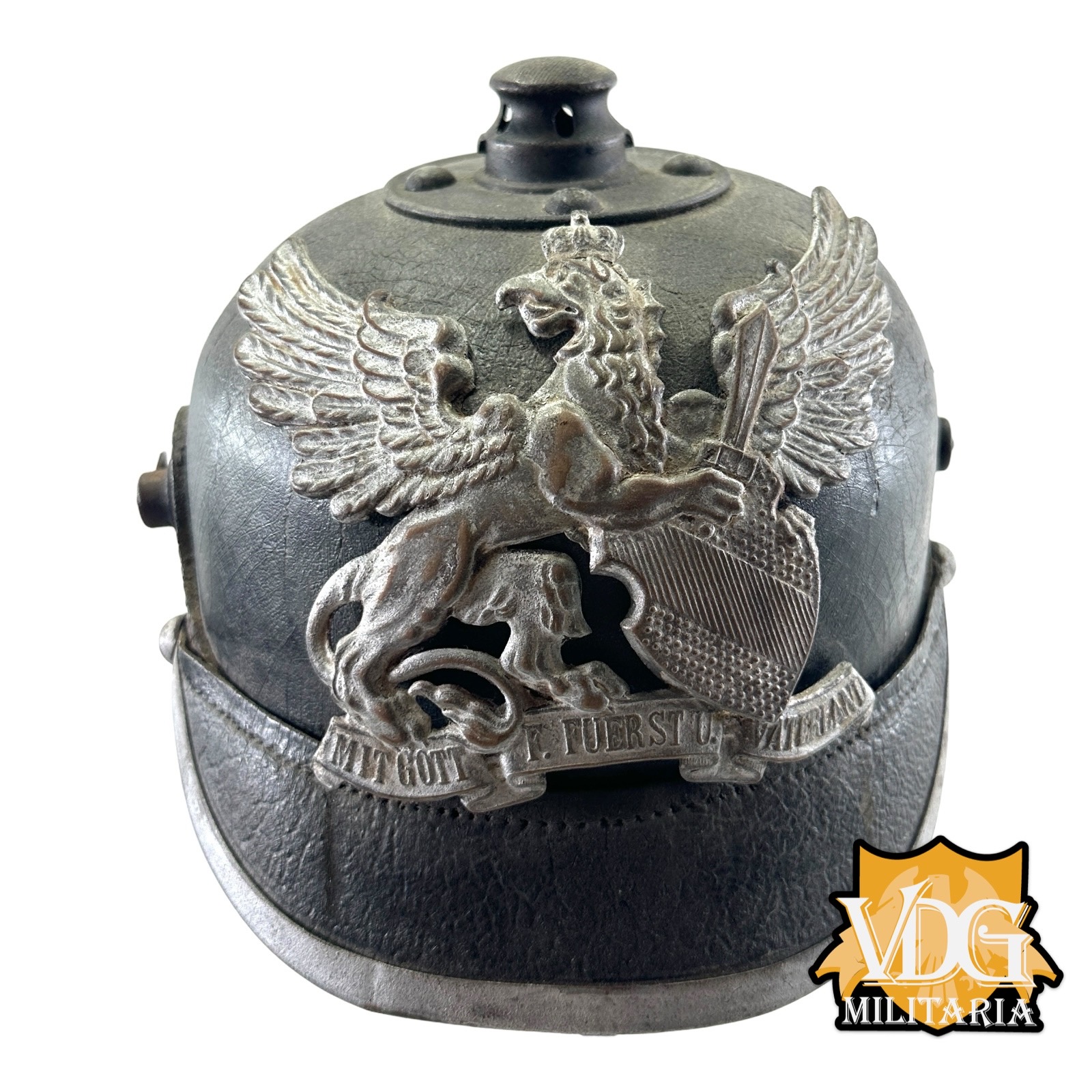 WW1 German Grand Duchy of Baden M1915 Pickelhaube, Unit Stamped