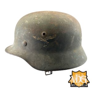 WW2 German Luftwaffe SD M40 Helmet w/ Blood Stained Liner & Partial Chinstrap