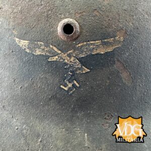 WW2 German Luftwaffe SD M40 Helmet w/ Blood Stained Liner & Partial Chinstrap - Image 2