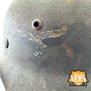 WW2 German Luftwaffe SD M40 Helmet w/ Blood Stained Liner & Partial Chinstrap - Image 3