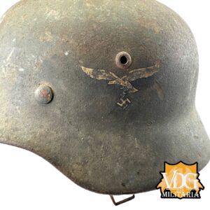 WW2 German Luftwaffe SD M40 Helmet w/ Blood Stained Liner & Partial Chinstrap - Image 4