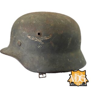 WW2 German Luftwaffe SD M40 Helmet w/ Blood Stained Liner & Partial Chinstrap - Image 5