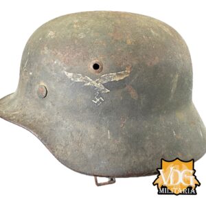 WW2 German Luftwaffe SD M40 Helmet w/ Blood Stained Liner & Partial Chinstrap - Image 6