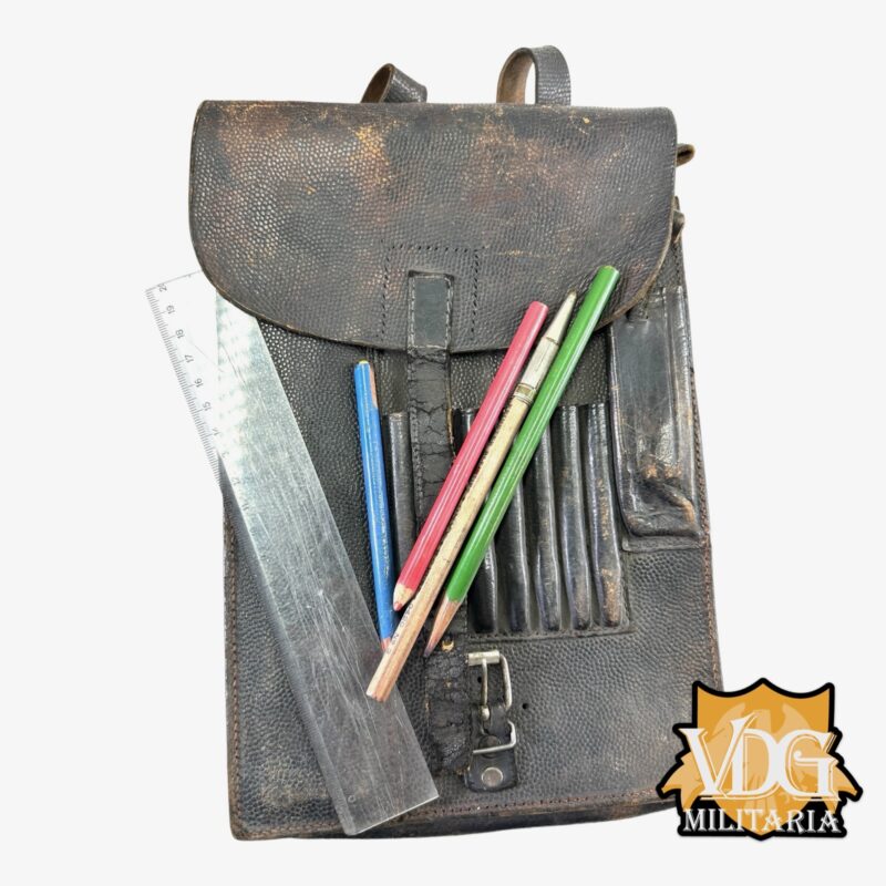 WW2 German Wehrmacht Black Leather Map Case with Tools-Joseph Moll Goch 1937