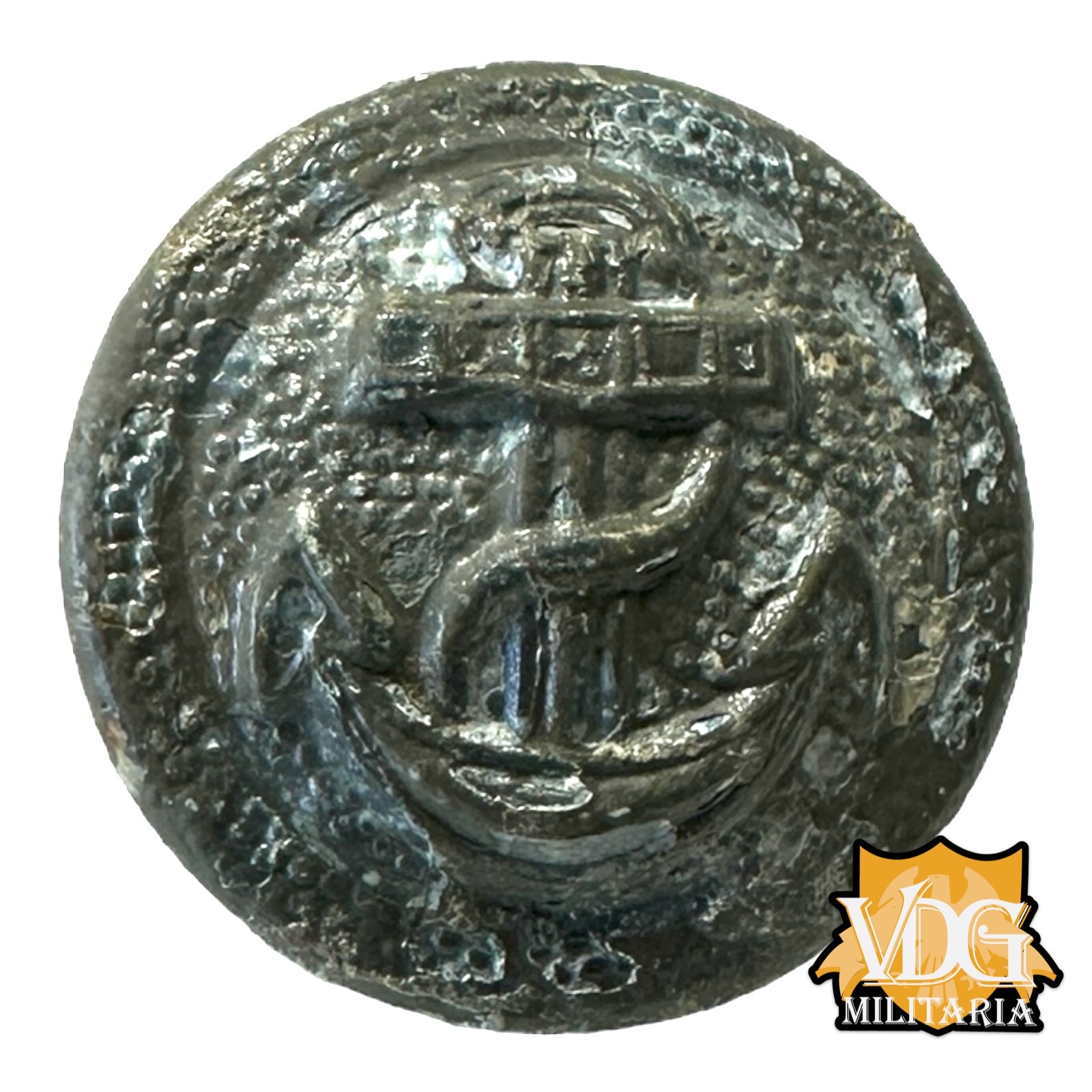 WW2 German Kriegsmarine Coastal Artillery Zinc Button Semi Relic Condition