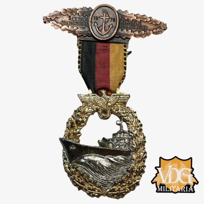 Post WW2 1978 German Hiking Medal KM Destroyer Motif
