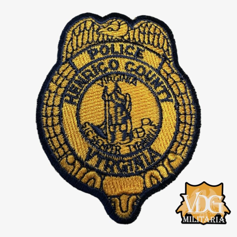 Vintage Hernico County Virginia Police Cloth Badge Gold