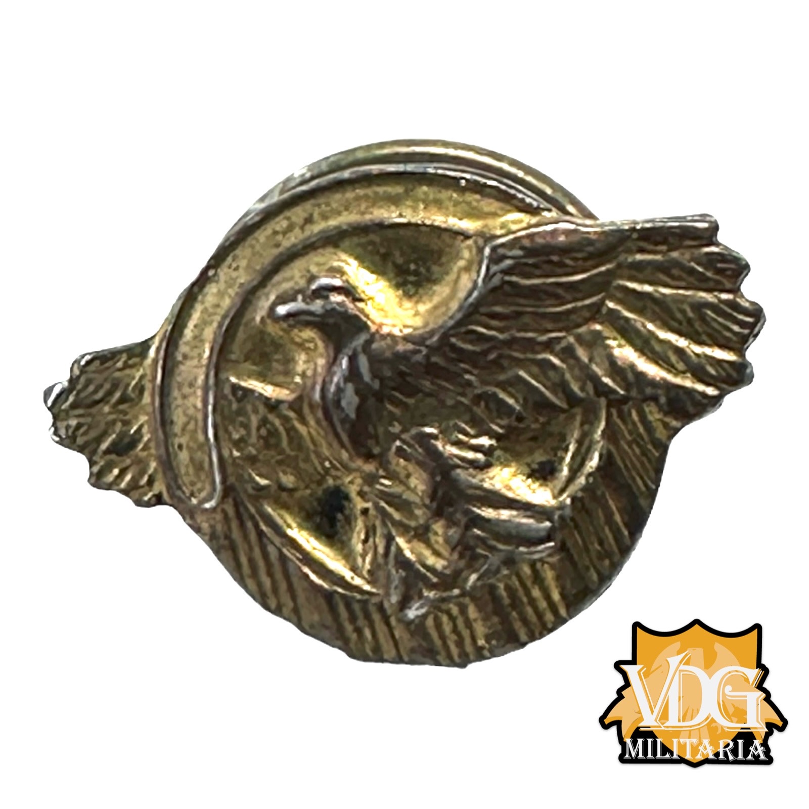 WW2 US Honorable Discharge "Raptured Duck" Sterling Silver Screwback Lapel Button
