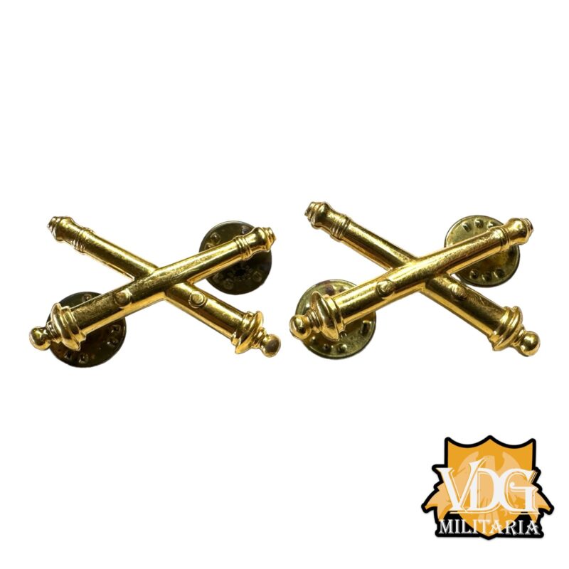 Post WW2 US Army Artillery Officer Lapel Insignia Set KREW GI Marked