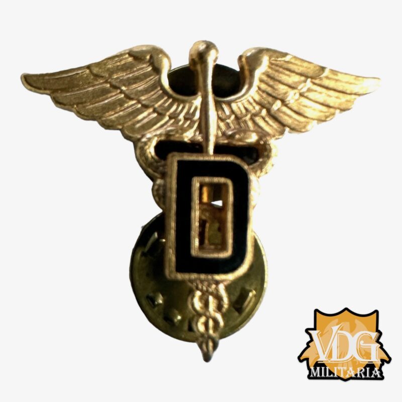 Post WW2 US Army Officer Dental Corps Insignai Pin, Clutch Back by HLP GI