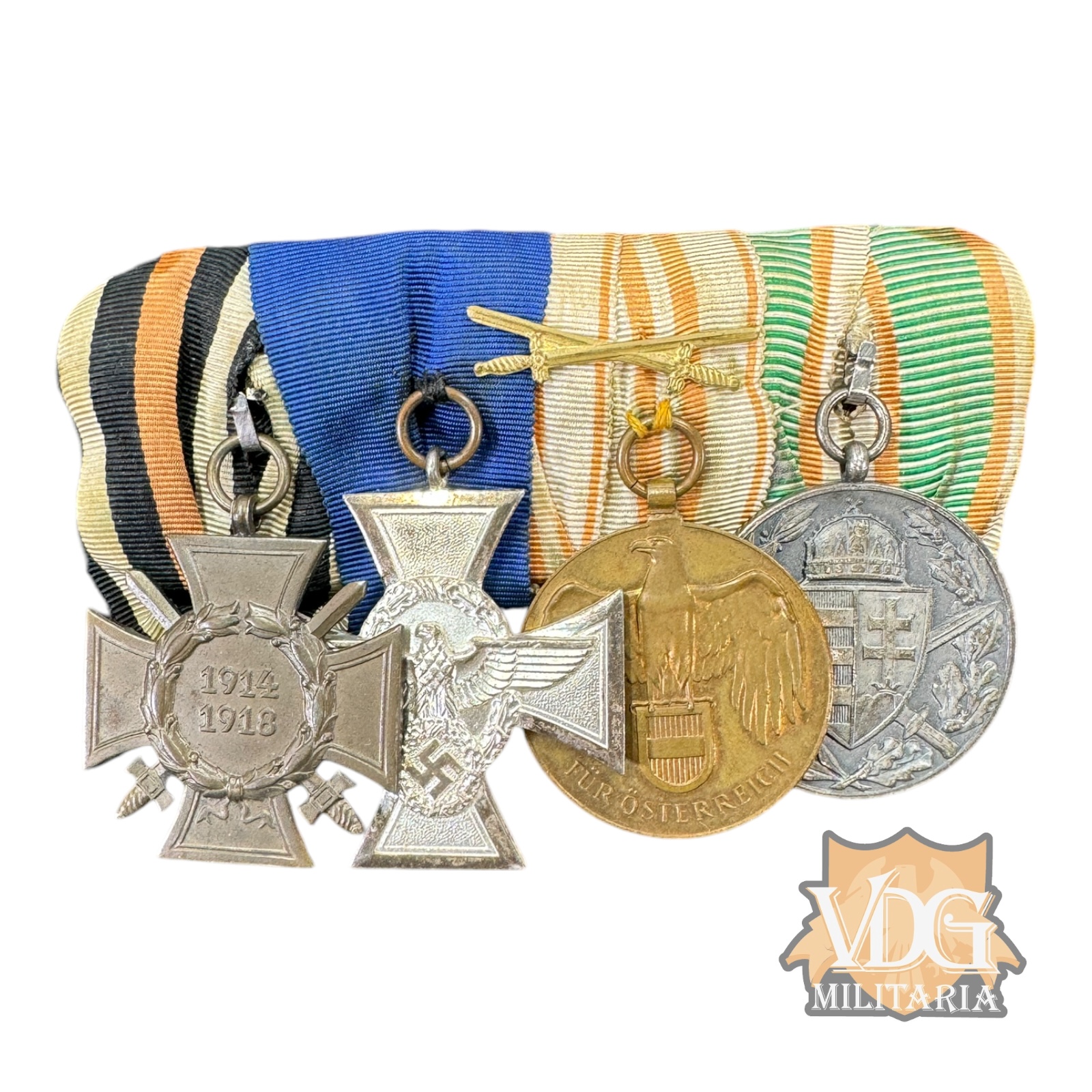 WW1/WW2 German/Austrian Polizei Medal Bar with Four Medals