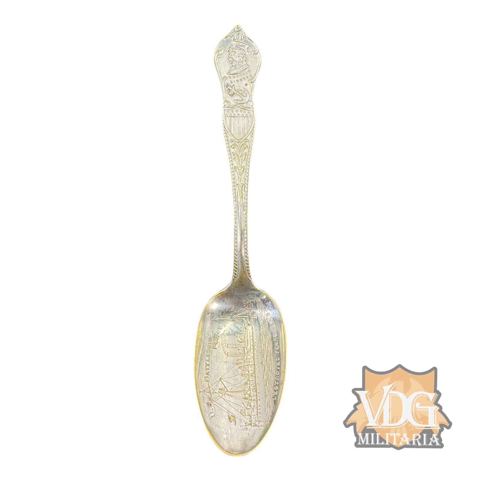 Spanish American War USS Maine Commemorative Silver Plate Spoon