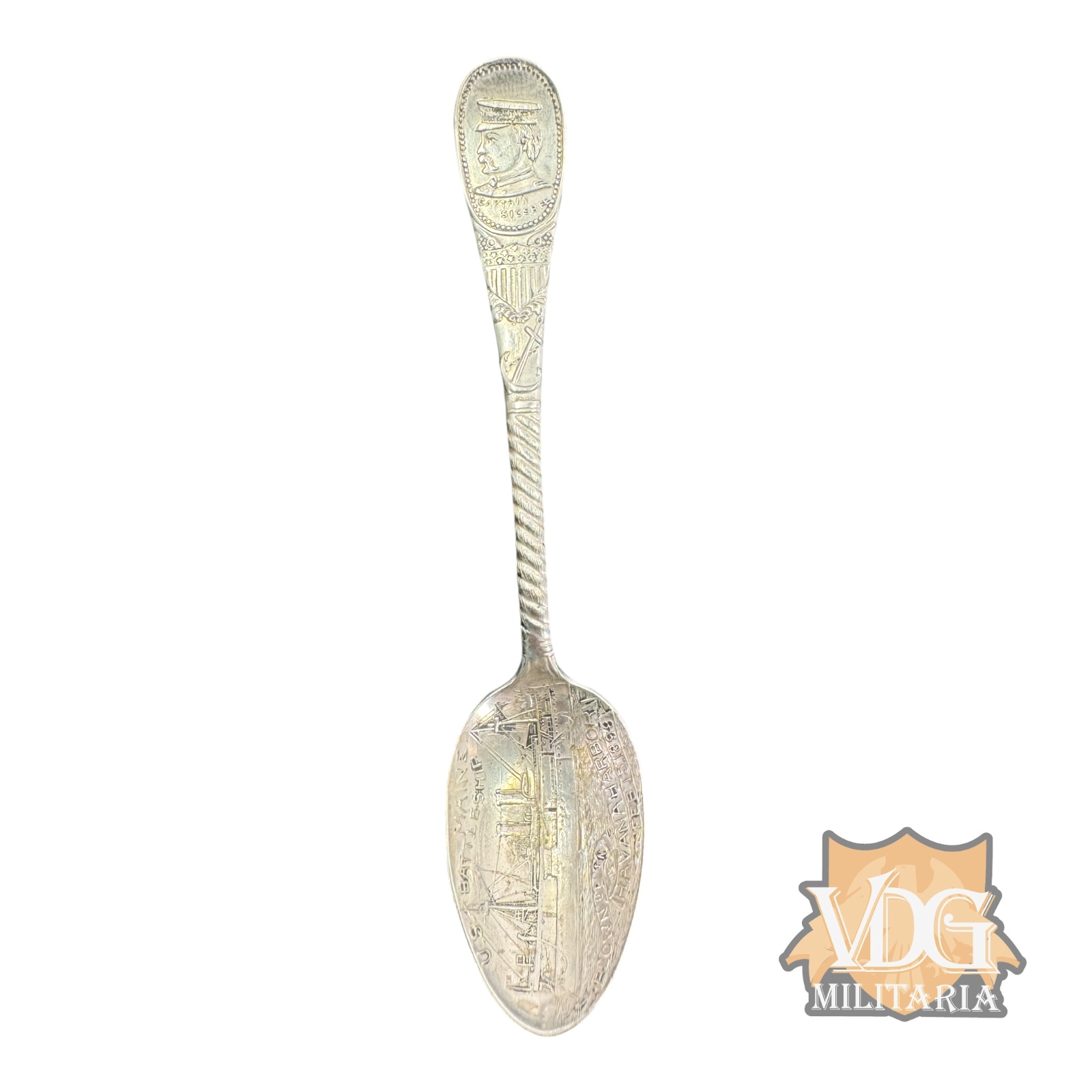 Spanish American War USS Maine Commemorative Silver Plate Spoon blown in Havana harbor"