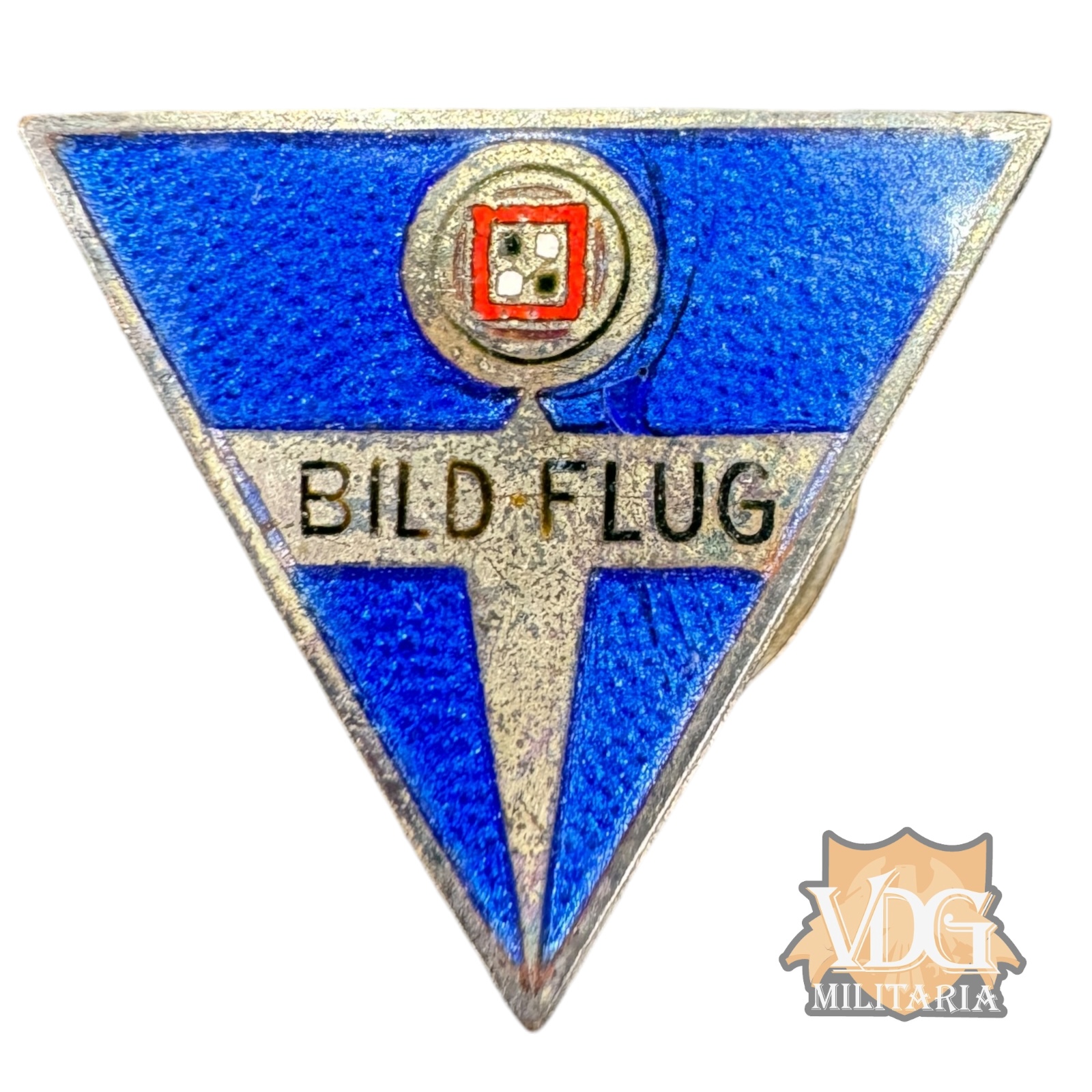 WW2 German DLV "Bild Flug" (Aerial Photography) Enamel Triangular Lapel Button Pin