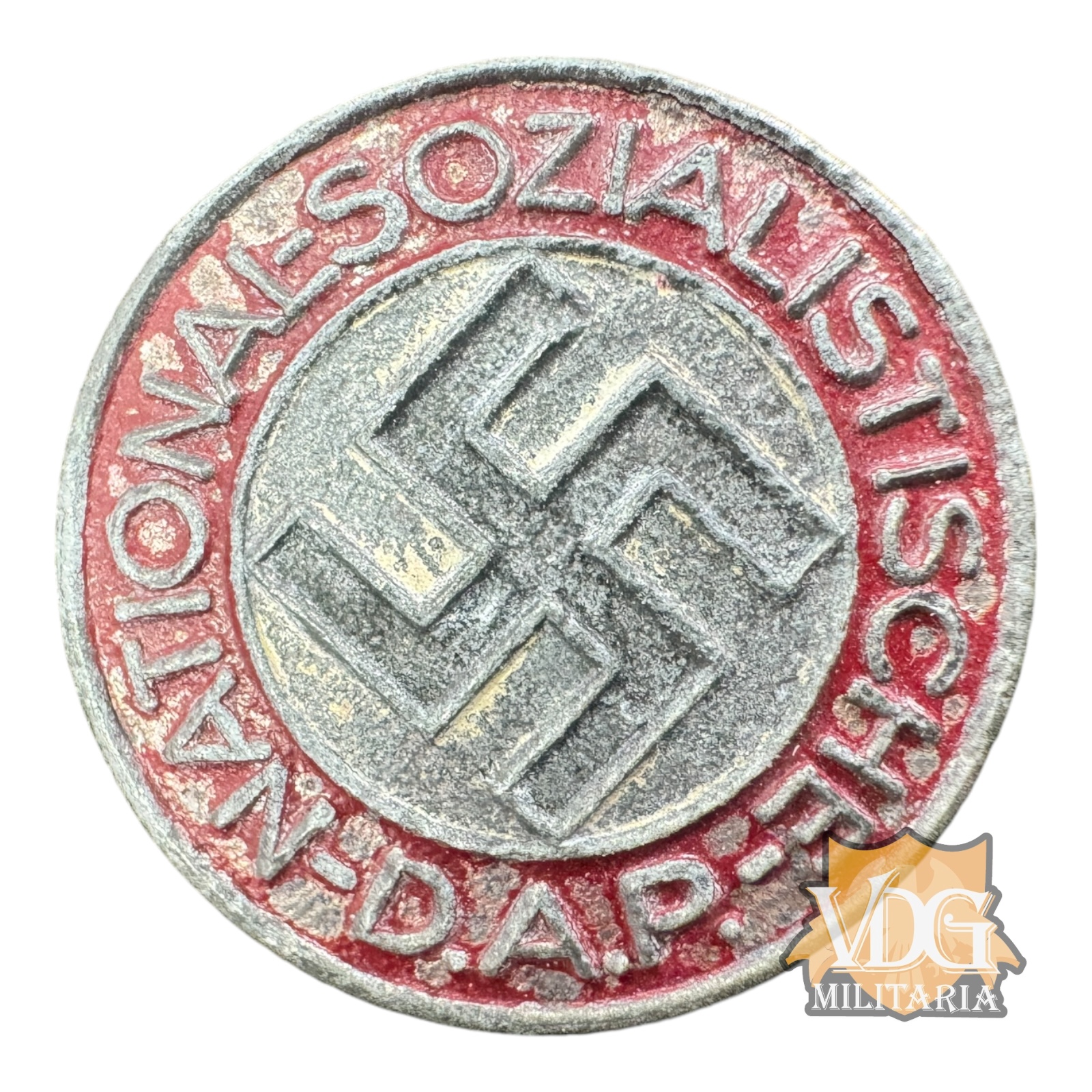 WW2 German NSDAP Painted Party Badge by Carl Poellath of Schrobenhausen RZM M1/103