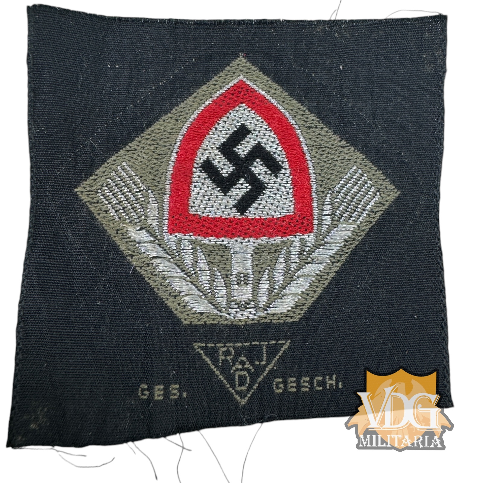 WW2 German RAD Flat Wire Cap Cloth Insignia