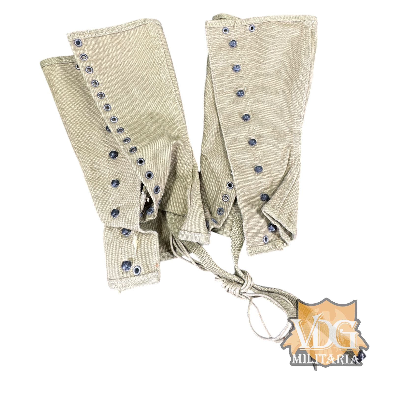 WW2 US M-38 Dismounted Canvas Leggings Set-U.O. Colson Co 1942 Size 3R New old Stock Unissued