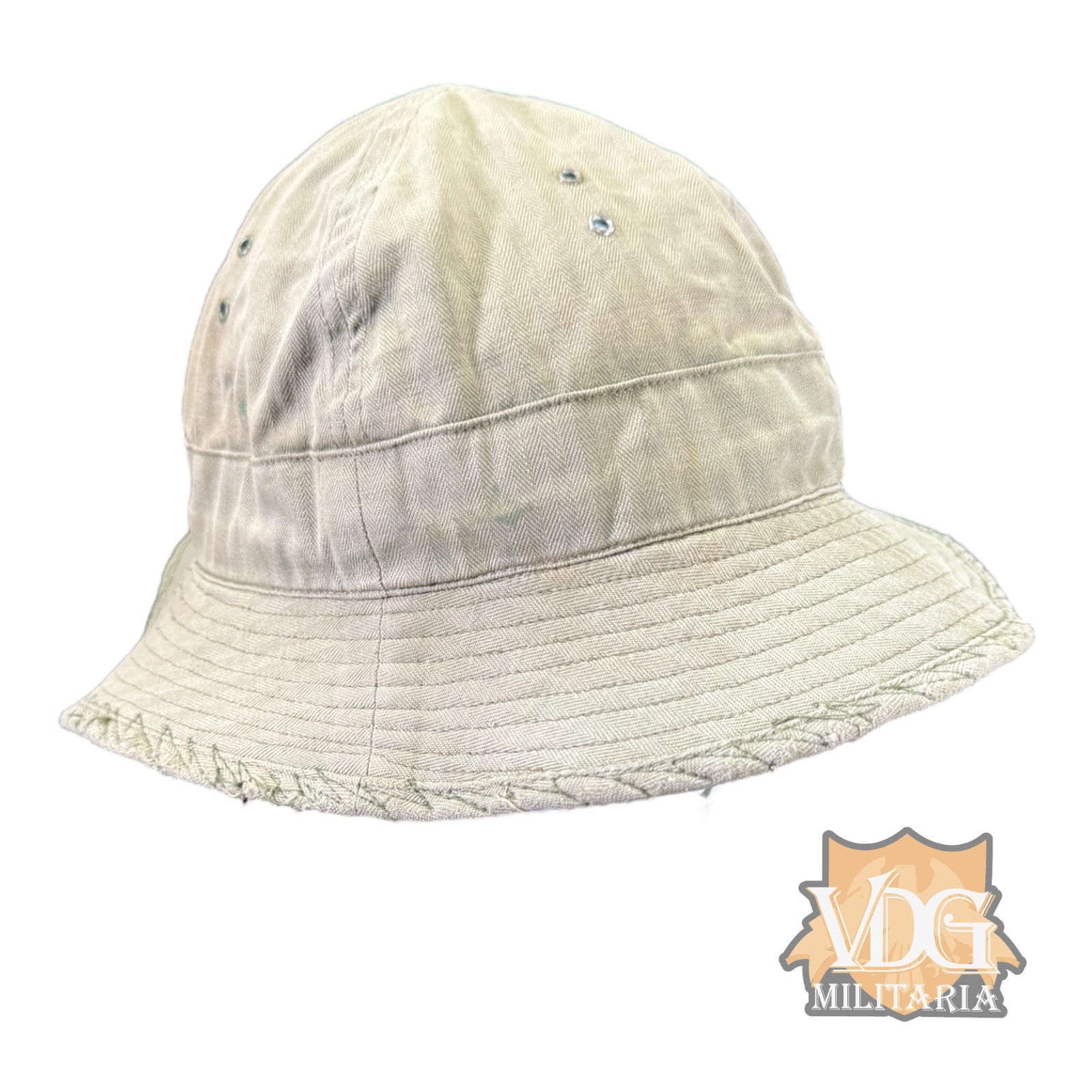 WW2 US “Daisy Mae” HBT Cap, well worn, repairs