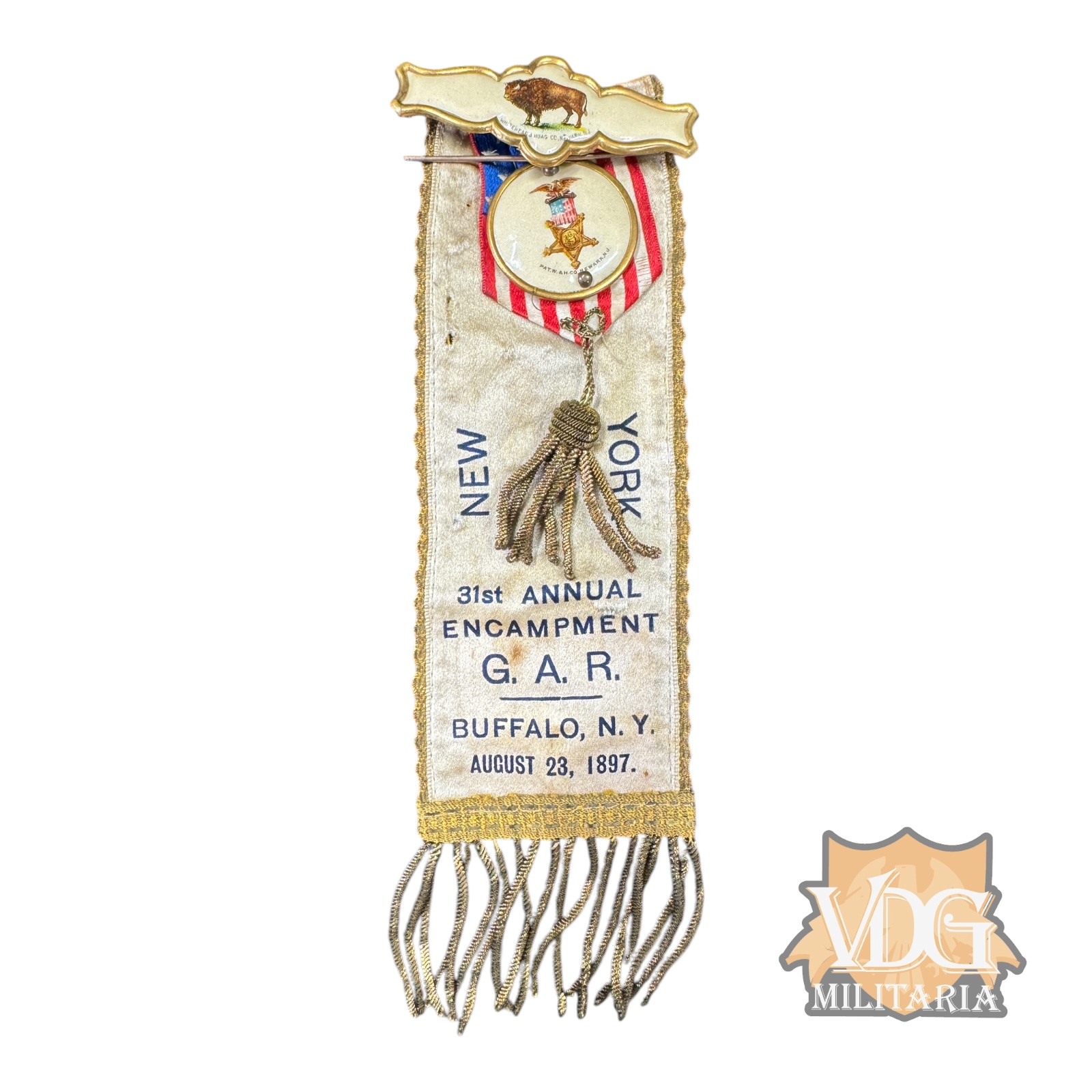 US Civil War Union Veteran Grand Army of the Republic (GAR) 31st Annual Encampment Ribbon – New York, 1897