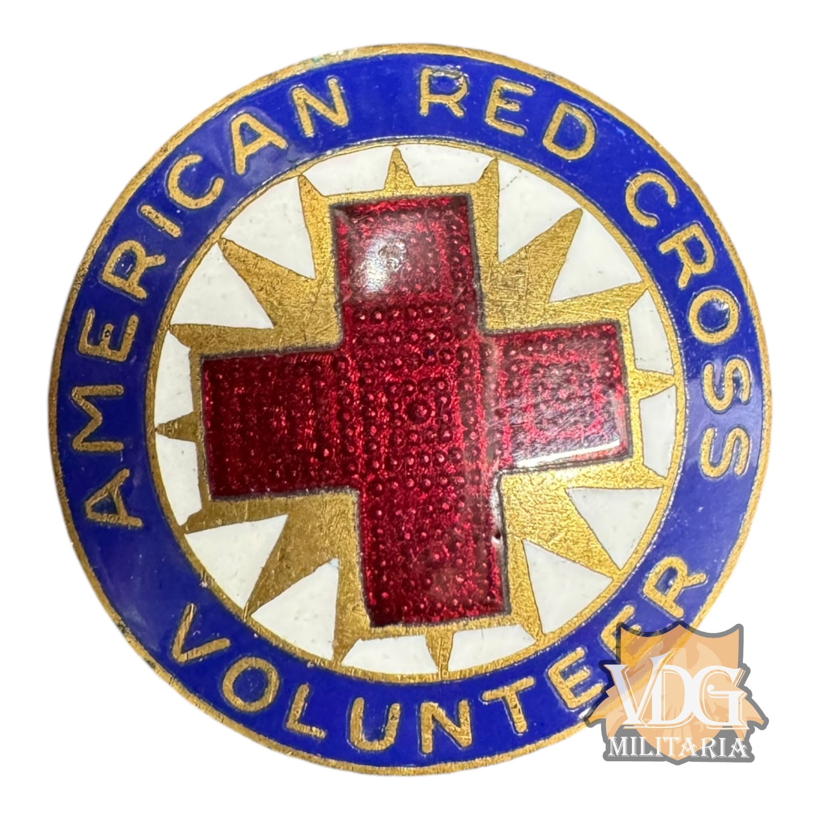 WW1/WW2 Era US American Red Cross Volunteer Enamel Pin Badge