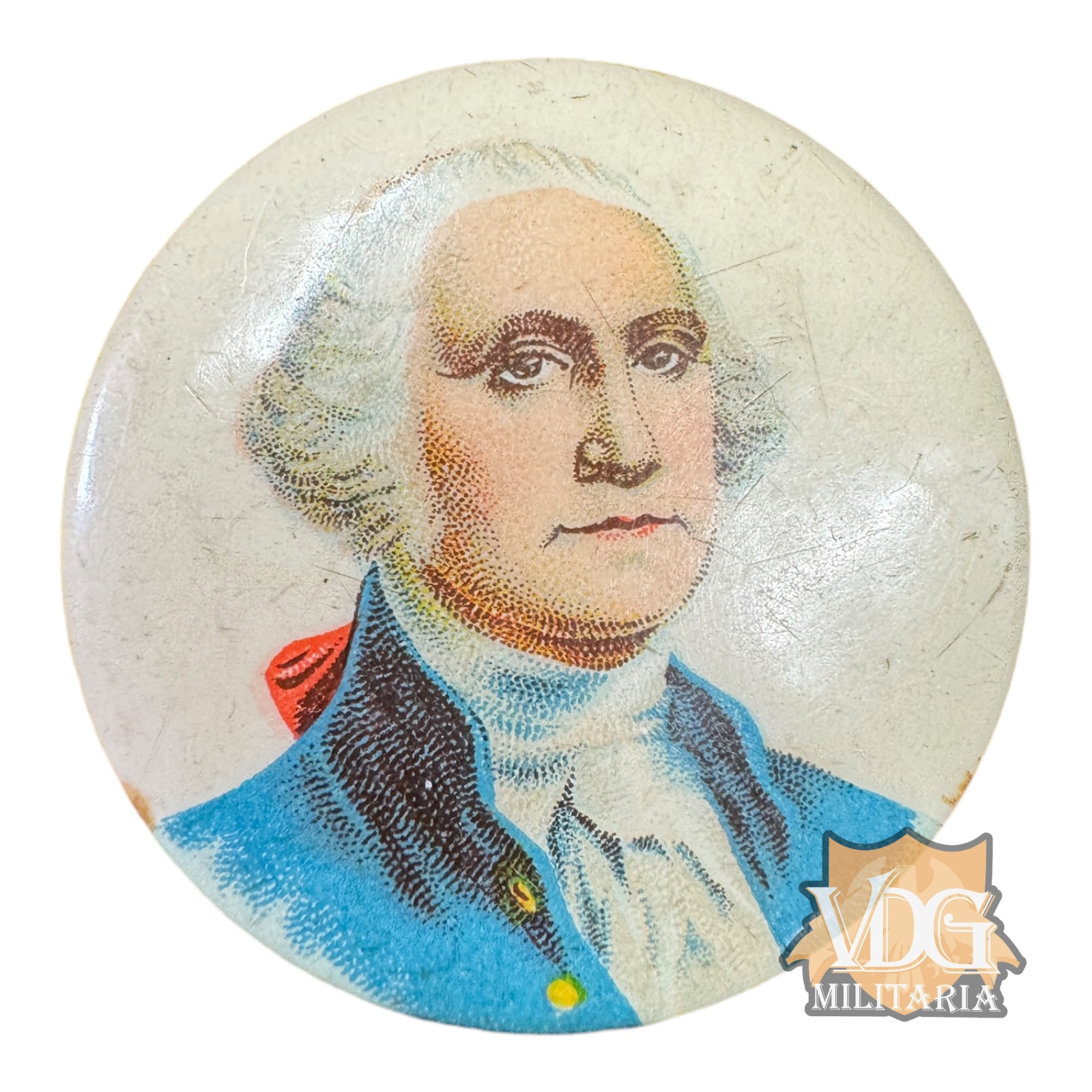 Spanish American War Era George Washington Celluloid Pinback by Whitehead & Hoag Co Newark NJ