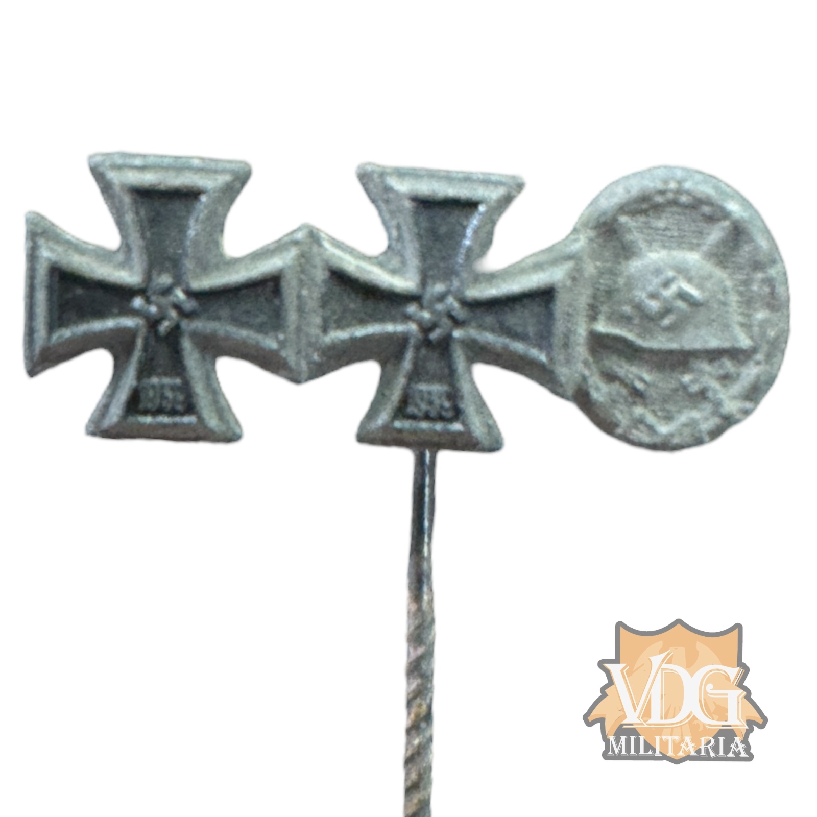 WW2 German Iron Cross 1st & 2nd Class with Silver Wound Badge Stickpin