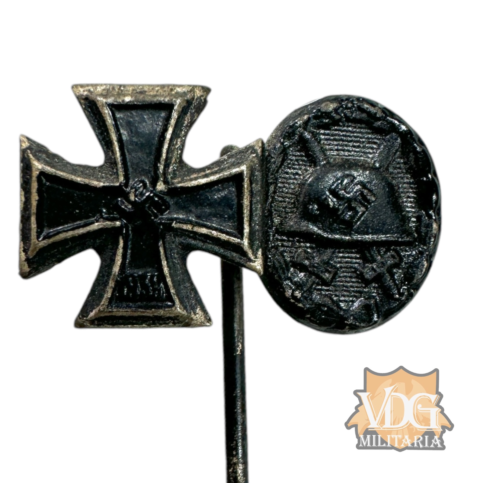 WW2 German Iron Cross & Black Wound Badge Stickpin