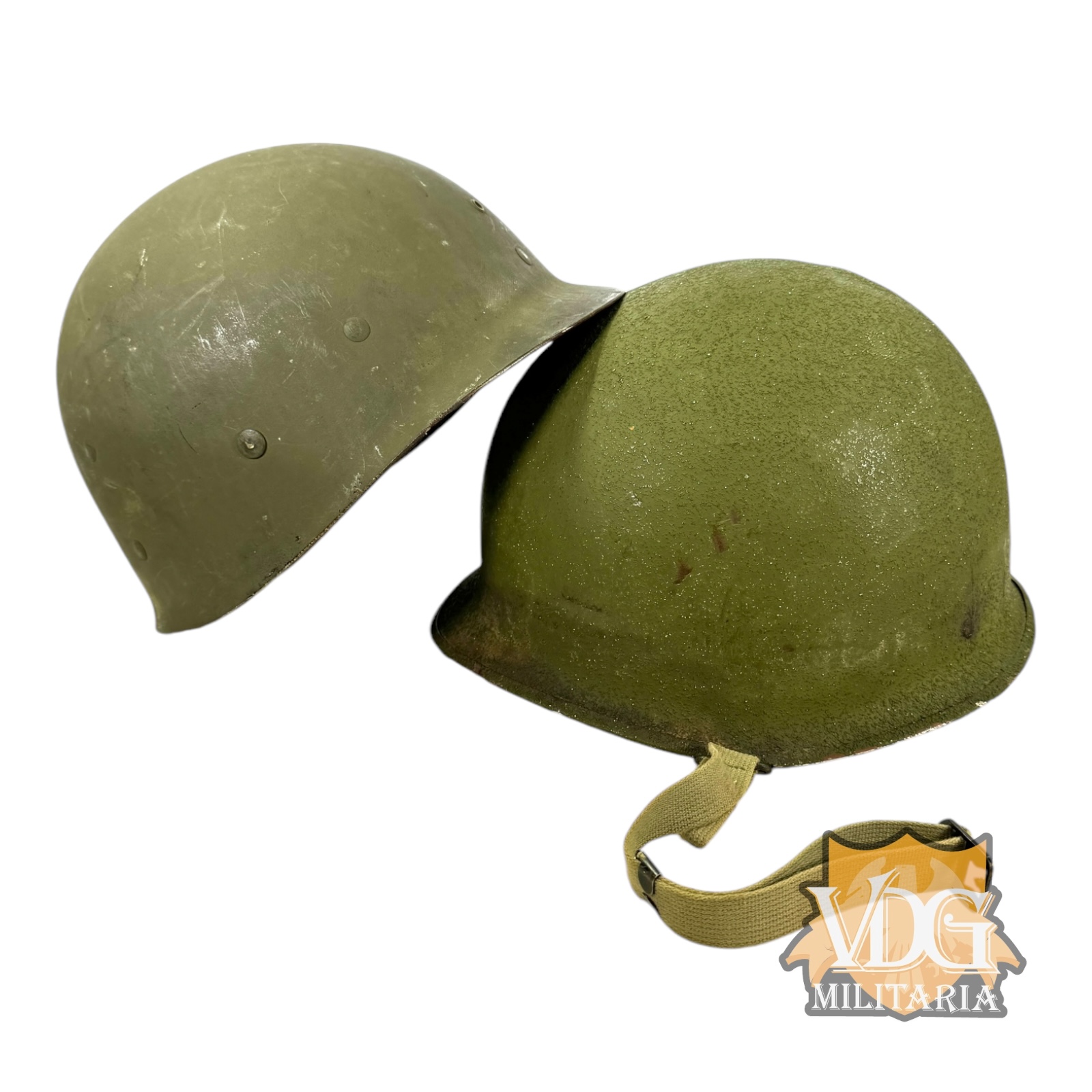 WW2 US M1 Front Seem "650 C" McCord Swivel Bail Helmet Shell w/ Textured OD Paint & Westinghouse 23 D Liner
