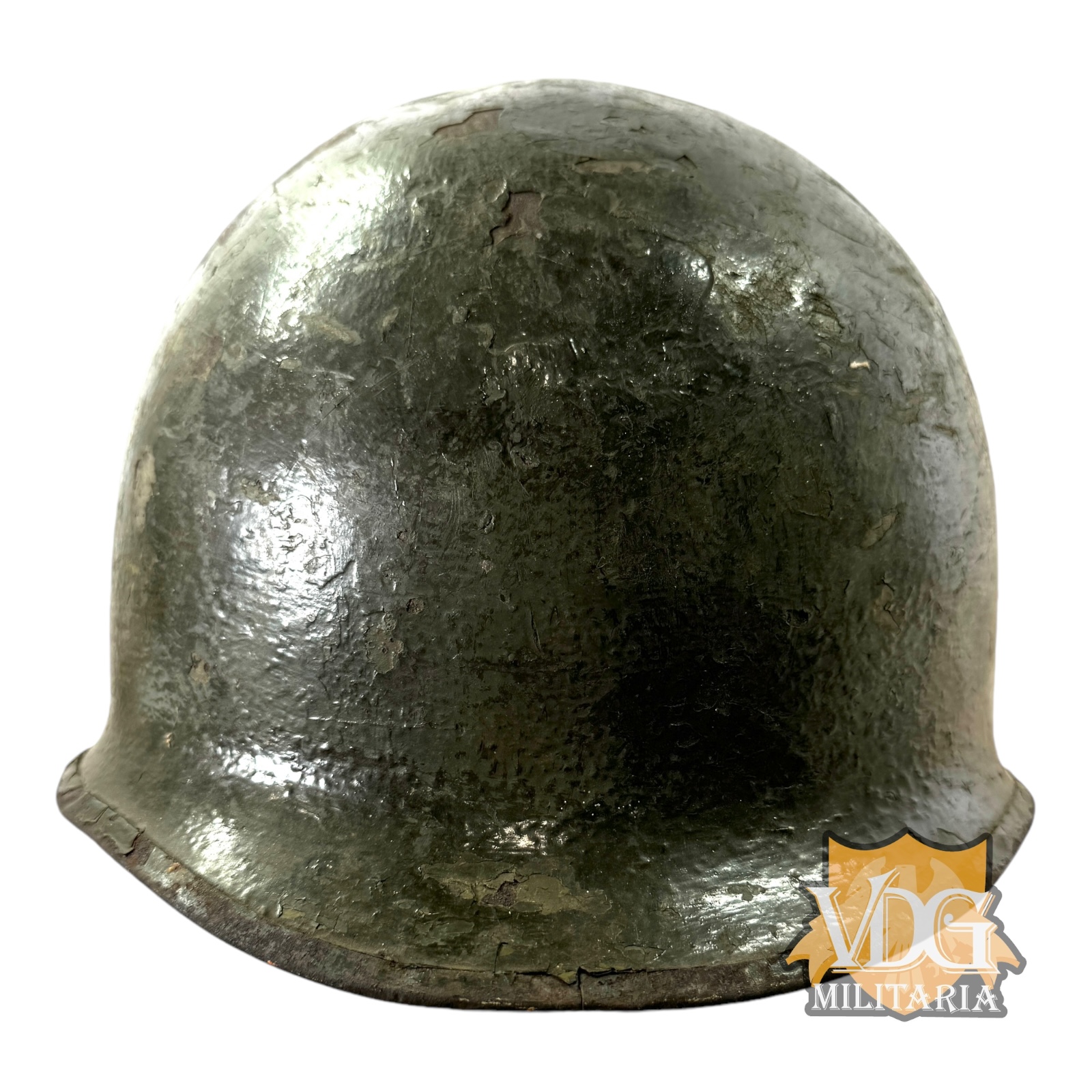WW2 US M1 Front Seam Swivel Bail Helmet Shell- Reissued, Multiple Layers of Paint