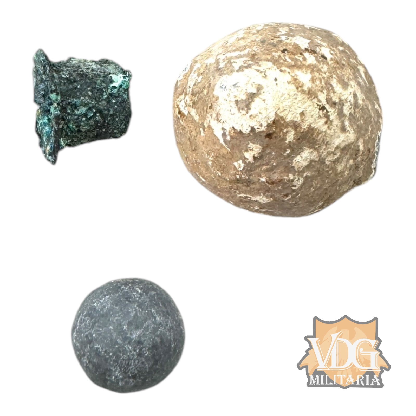 US Civil War Relics from the Battle of Fredericksburg – Round Pistol Ball, Fired Rifle Bullet, and Percussion Cap