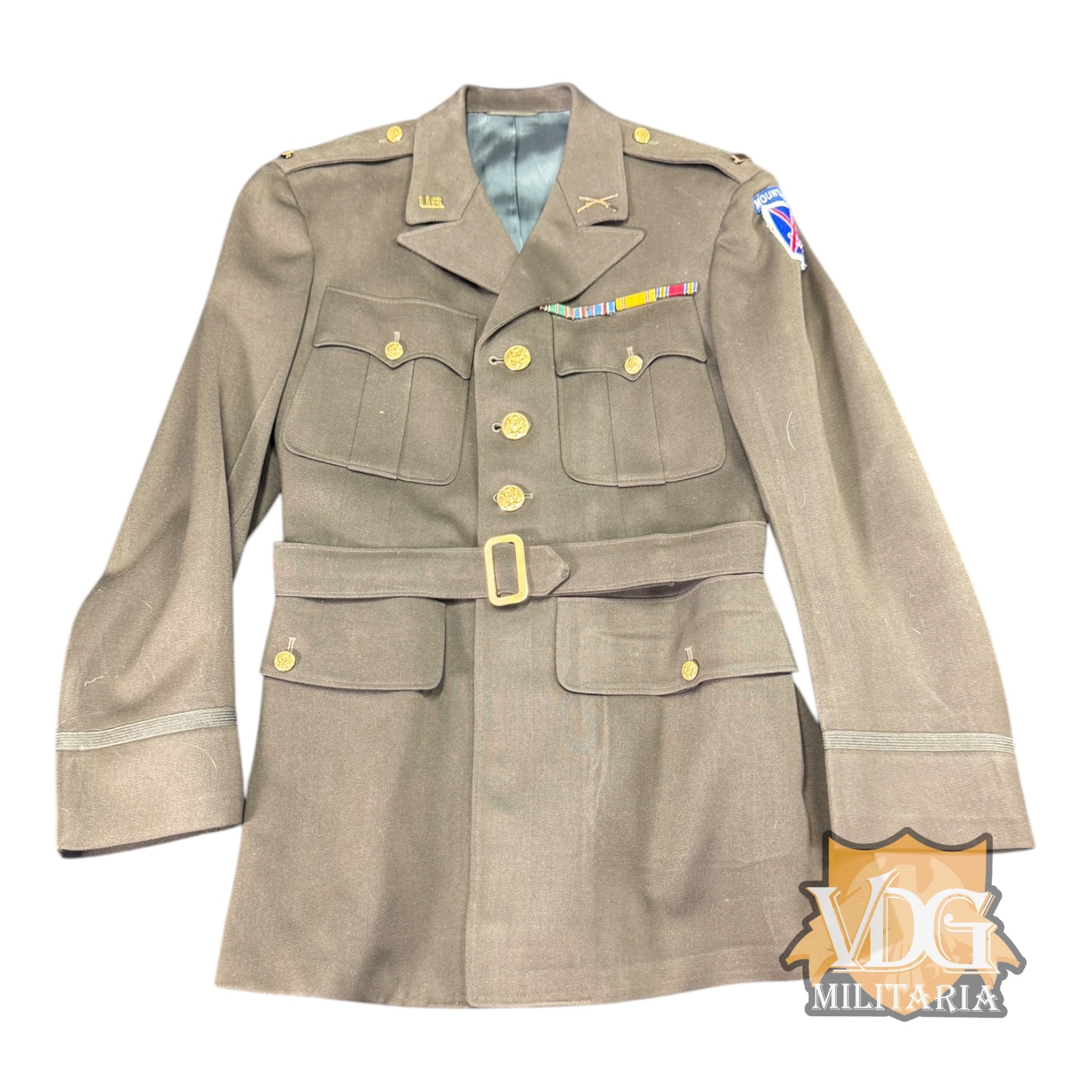 WW2 US Army 10th Mountain Division 2nd Lieutenant Class A Jacket, Size 37 Reg
