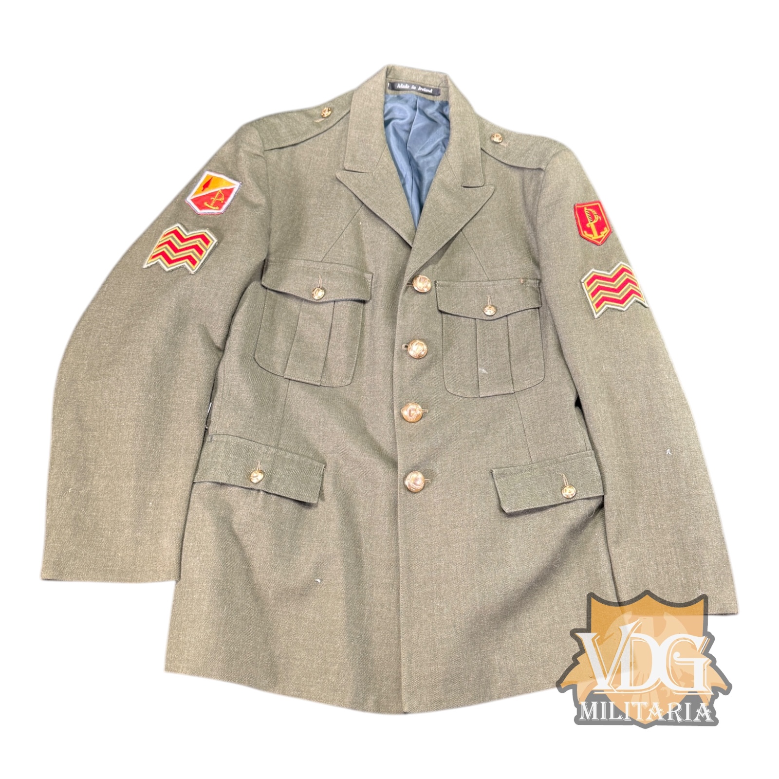 Ireland Army Defense Forces McKee Barracks Company/Headquarters Company Patched Sergeants Jacket
