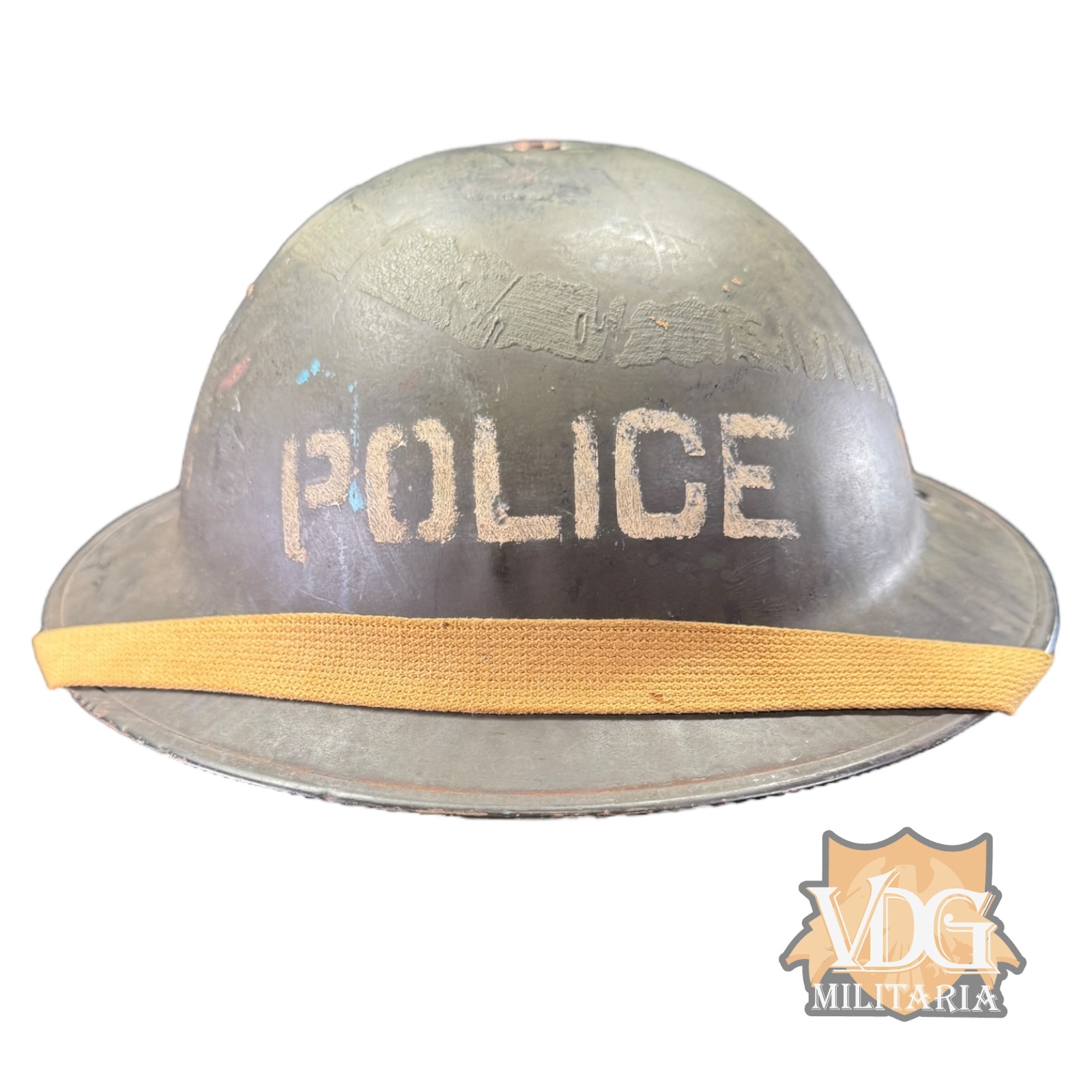 WW2 British Home Front Police Brodie Helmet with Original Liner and Chinstrap
