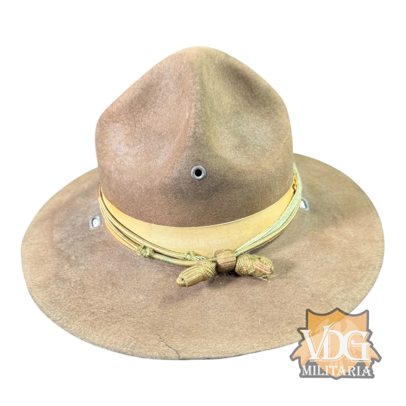 WW1 Era US Army M1910 Campaign Hat with Worn Infantry Cord