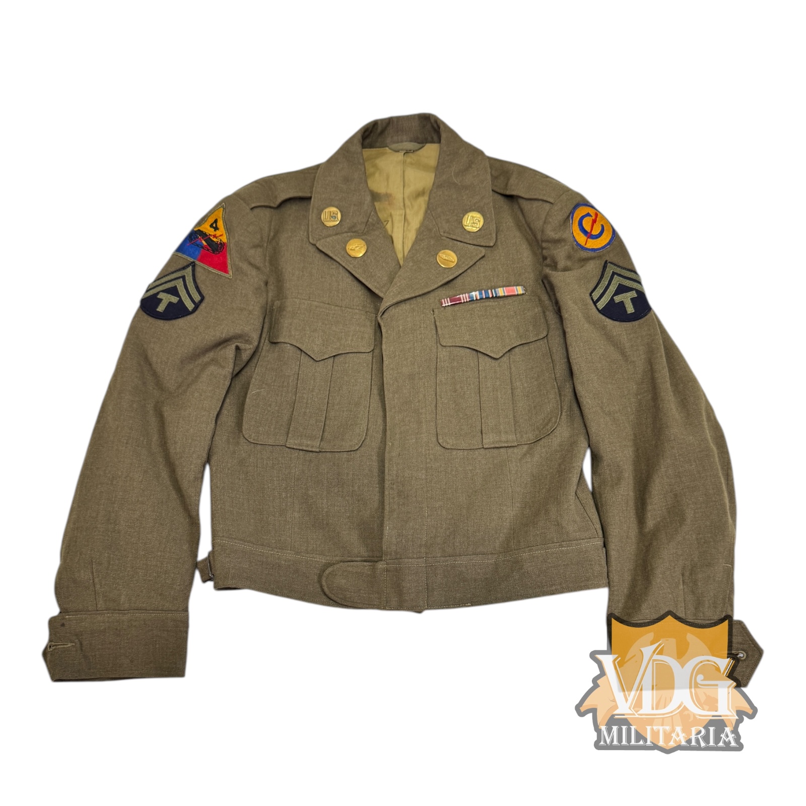 WW2 US Army Technician 5th Grade Armored 4th Armored Division/Constabulary Ike Jacket, Numbered, Size 36L