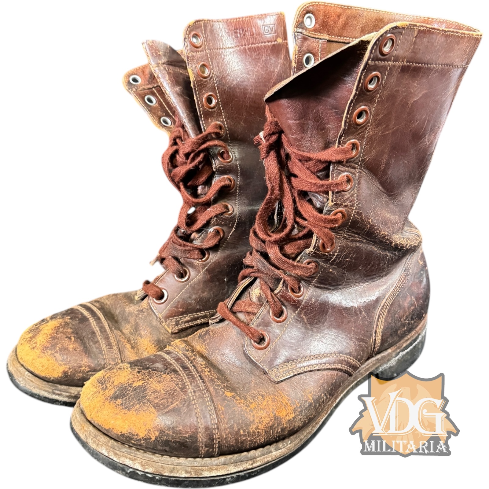 Korean War 1951 Brown Leather Combat Jump Boots by International Shoe Co. - Size 8 ½ D
