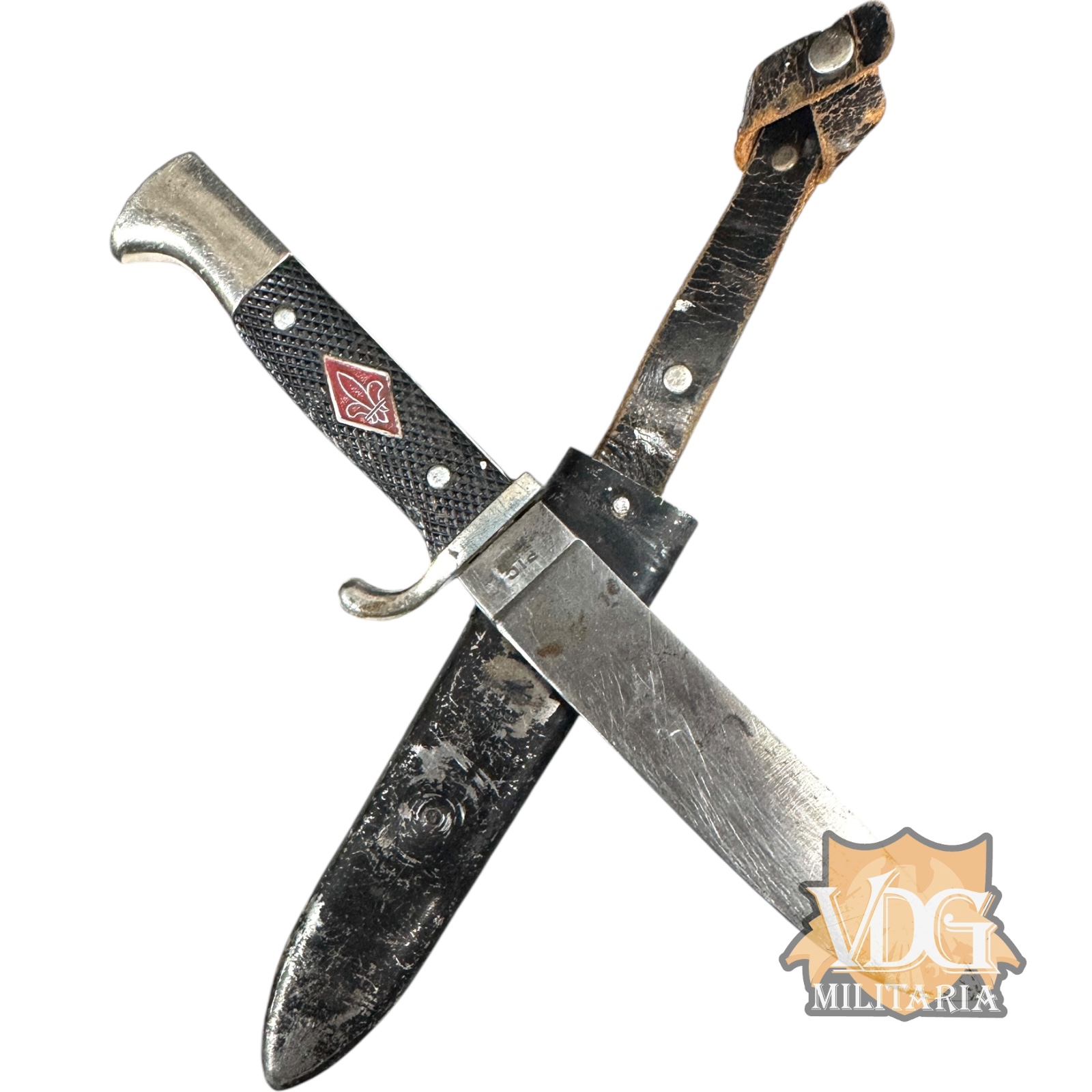 German Boy Scout Youth Knife by PIC Solingen with Leather Scabbard