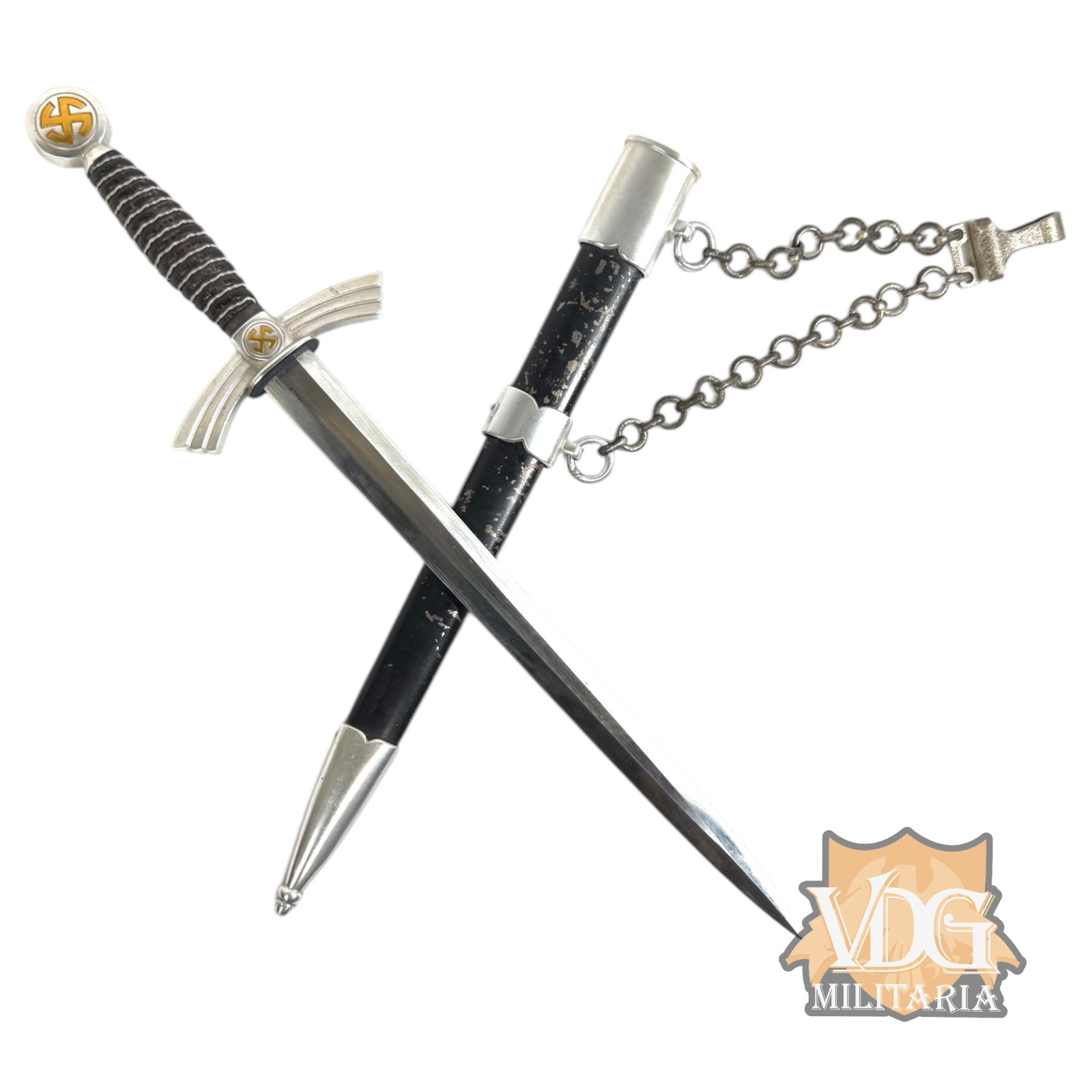 WW2 German 1st Model Luftwaffe Officer's Dagger with Chain Hanger Unmarked