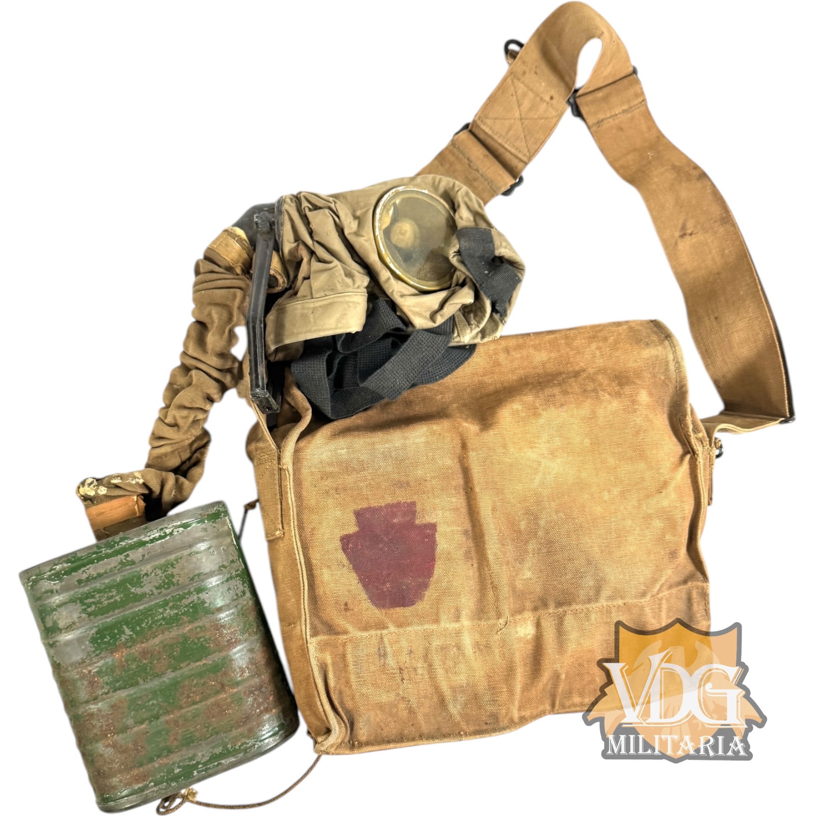 WW1 US Army 28th Infantry Division Gas Mask & Unit Marked Bag